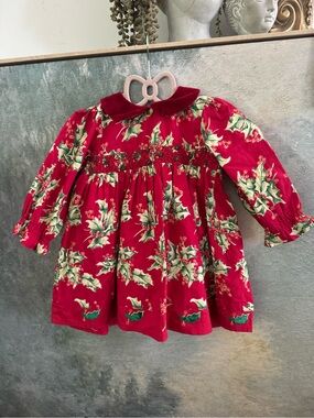 Vintage ~ Cornelloki COTTON 100% COTON
12M Red Holiday Holly Dress